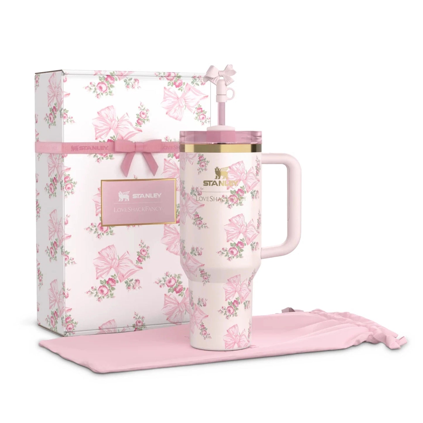 Stanley x LoveShackFancy Quencher H2.0 Tumbler – Floral Pink – 40 oz