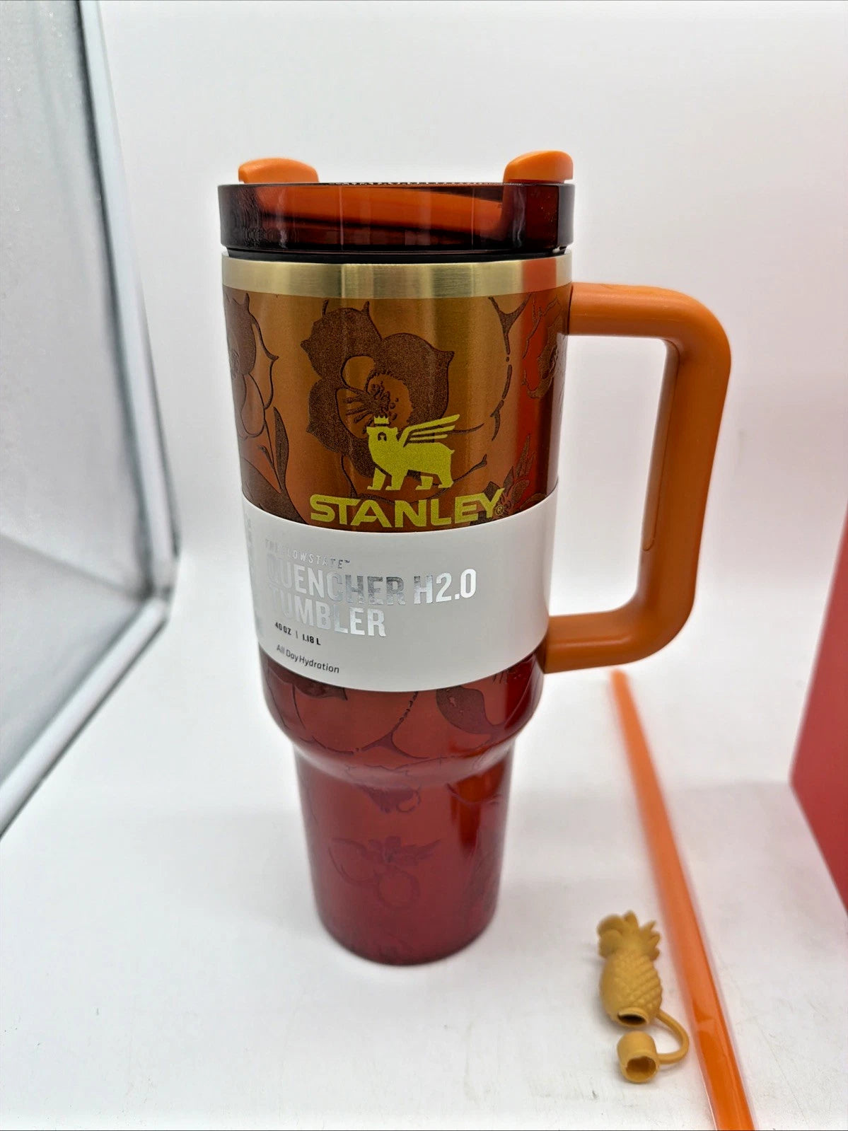 Stanley Quencher H2.0 FlowState Tumbler 40 oz – Floral Print with Handle