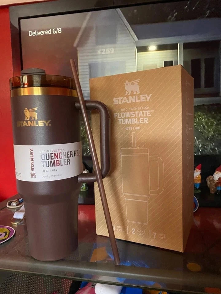 Stanley Insulated Tumbler with Handle, Lid & Straw – Brown