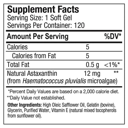 BioAstin Hawaiian Astaxanthin 12 mg – 120 Softgels