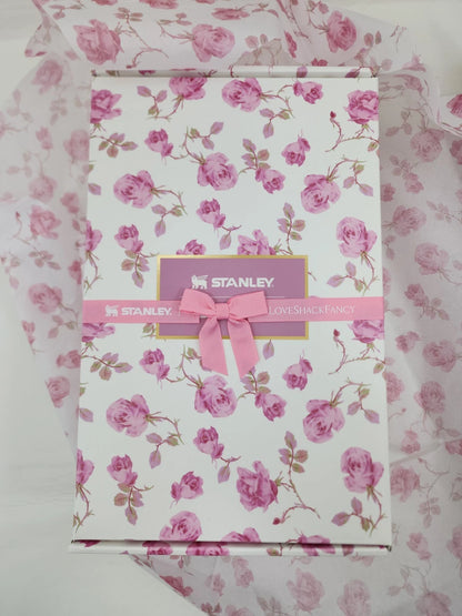 Floral Pink Insulated Travel Tumbler with Handle & Straw