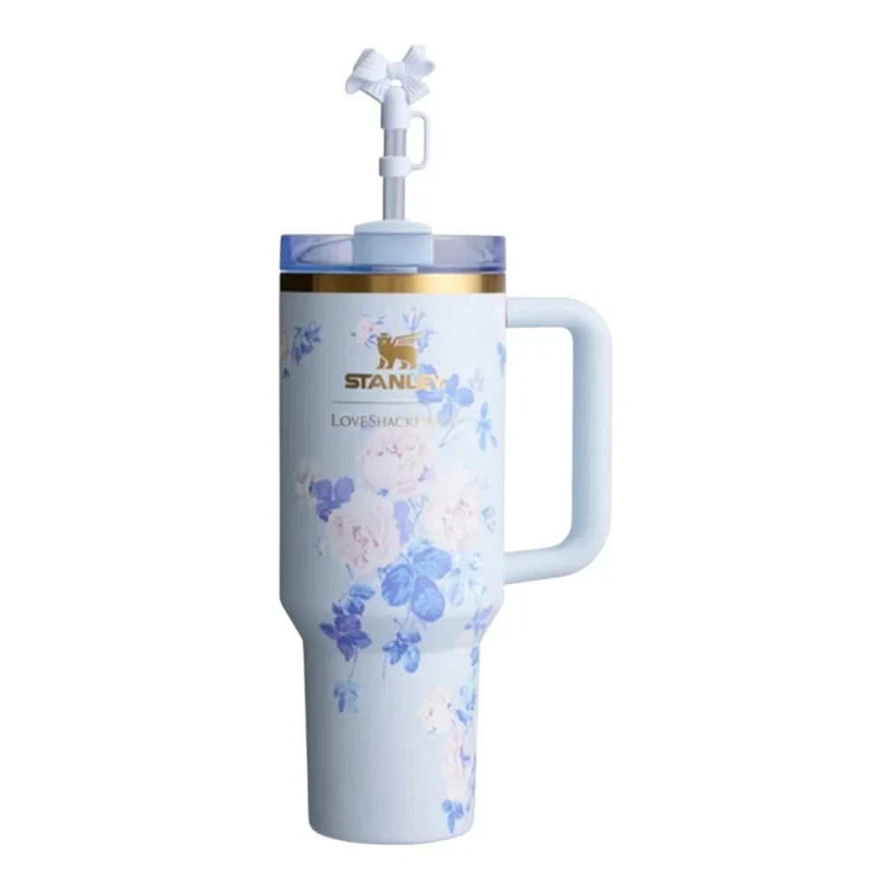 Stanley x LoveShackFancy Floral Tumbler with Handle & Straw – Blue Floral