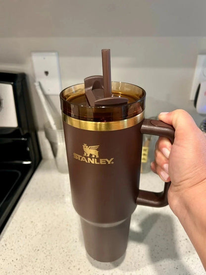Stanley Insulated Tumbler with Handle, Lid & Straw – Brown